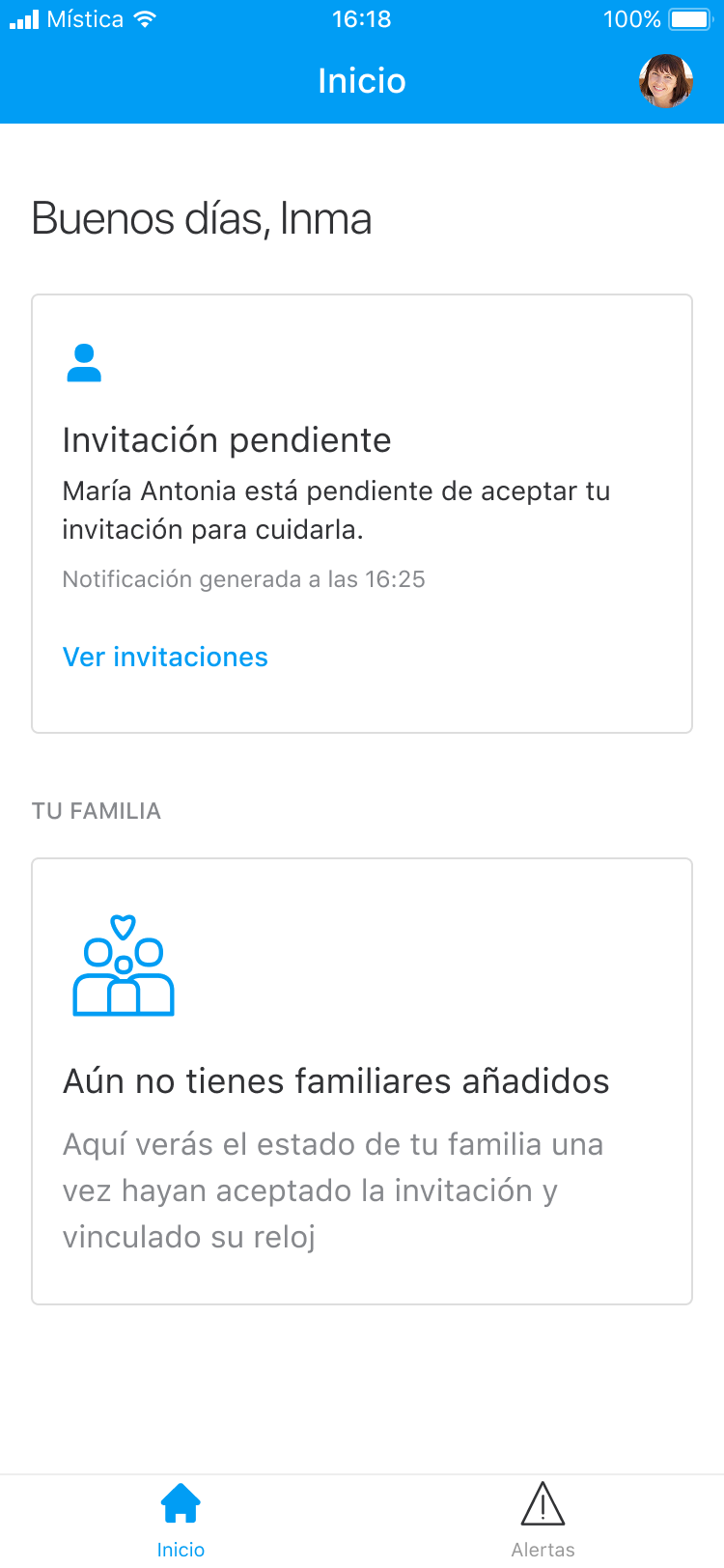 Inicio de la experiencia para el familiar